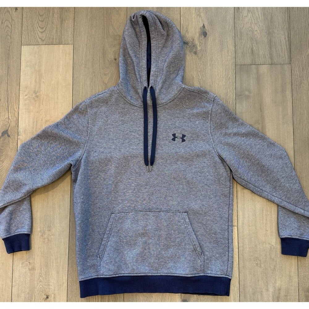 Under Armour ColdGear Fitted Fleece Hoodie Mens Large Navy Blue Heather 1302293